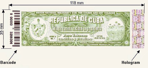 Green Cuban origin and authenticity seal